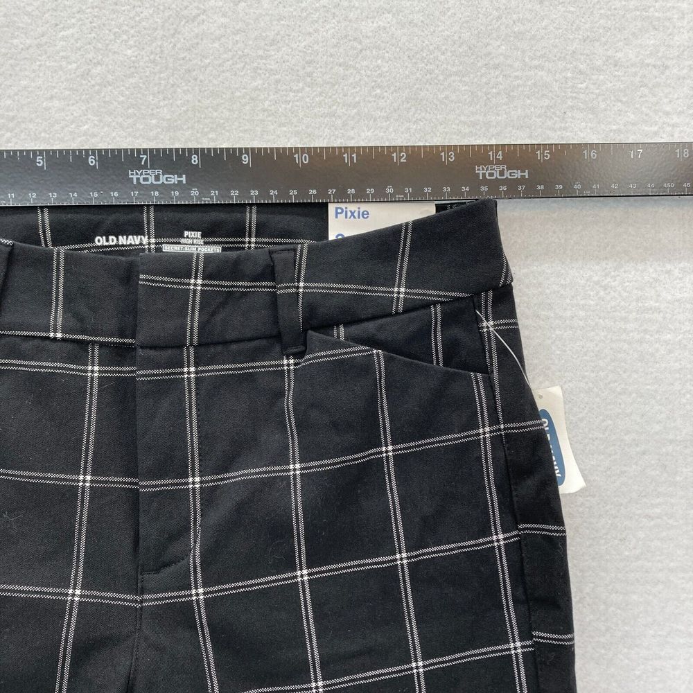 Old Navy Pixie Pants Women's 2 Black Plaid Stretch Fabric Slim Leg Ankle Pants - Picture 6 of 12